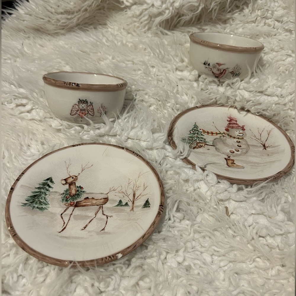 Savinio Designs Replacement Christmas 2\6” Salad Plate 2/4”Bowls Hg55 make offer